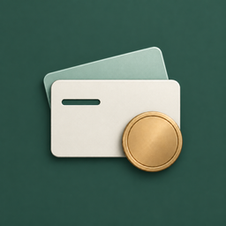Ledger icon in ivory and gold on deep sage